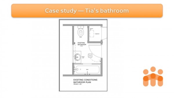 Figure 3: Site documentation of Tia’s bathroom pre-modification floorplan. 