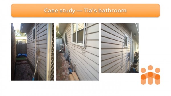 Slide 4: Tia's home modification - Site assessment or photos of re-modification access 